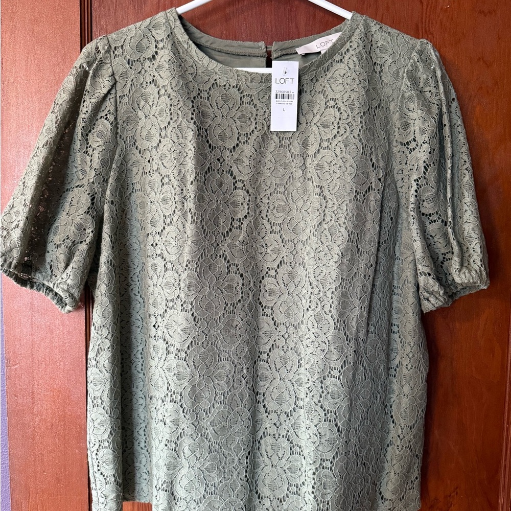 LOFT Olive Lace Blouse